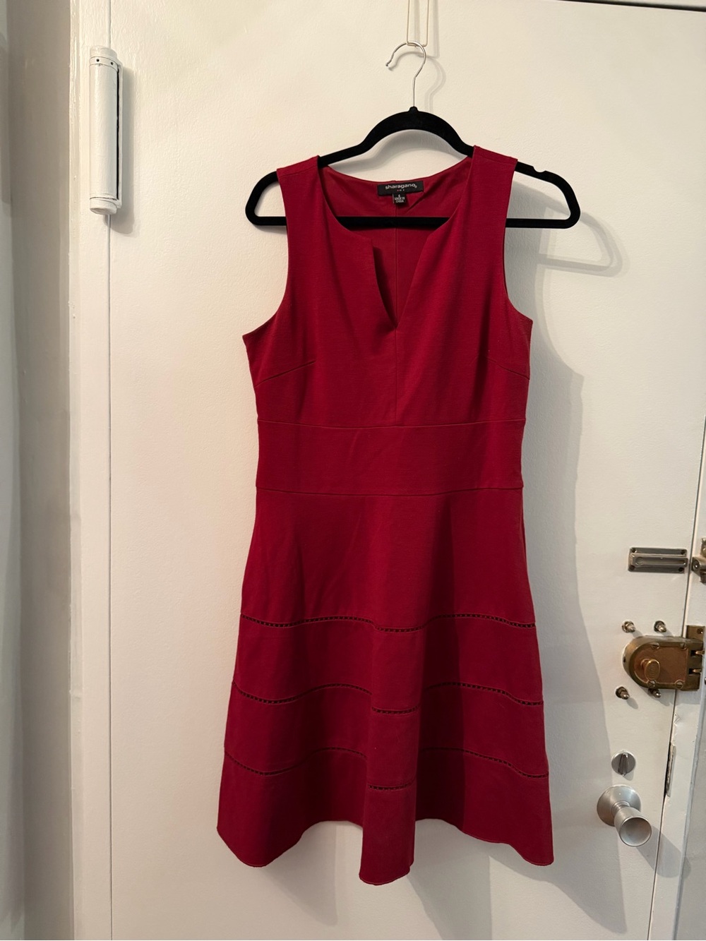 Sharagano Red Sleeveless Fit-and-Flare Midi Dress